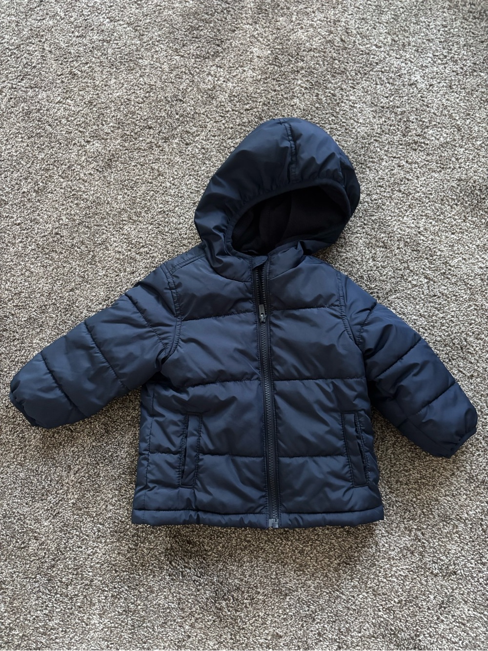 Kids Navy Winter puffer jacket fleece lined